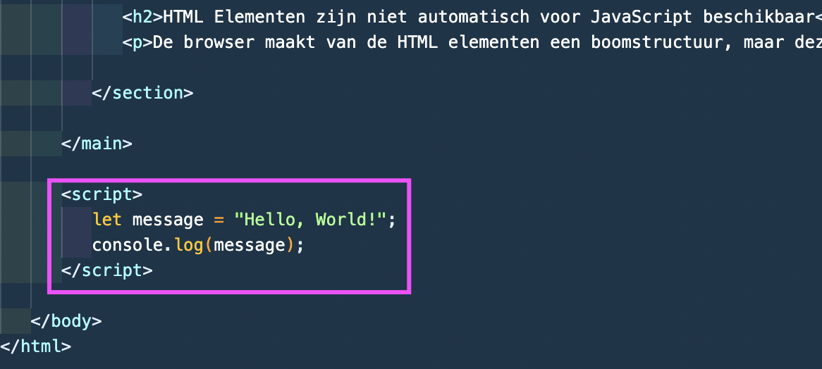 JS Code in HTML bestand